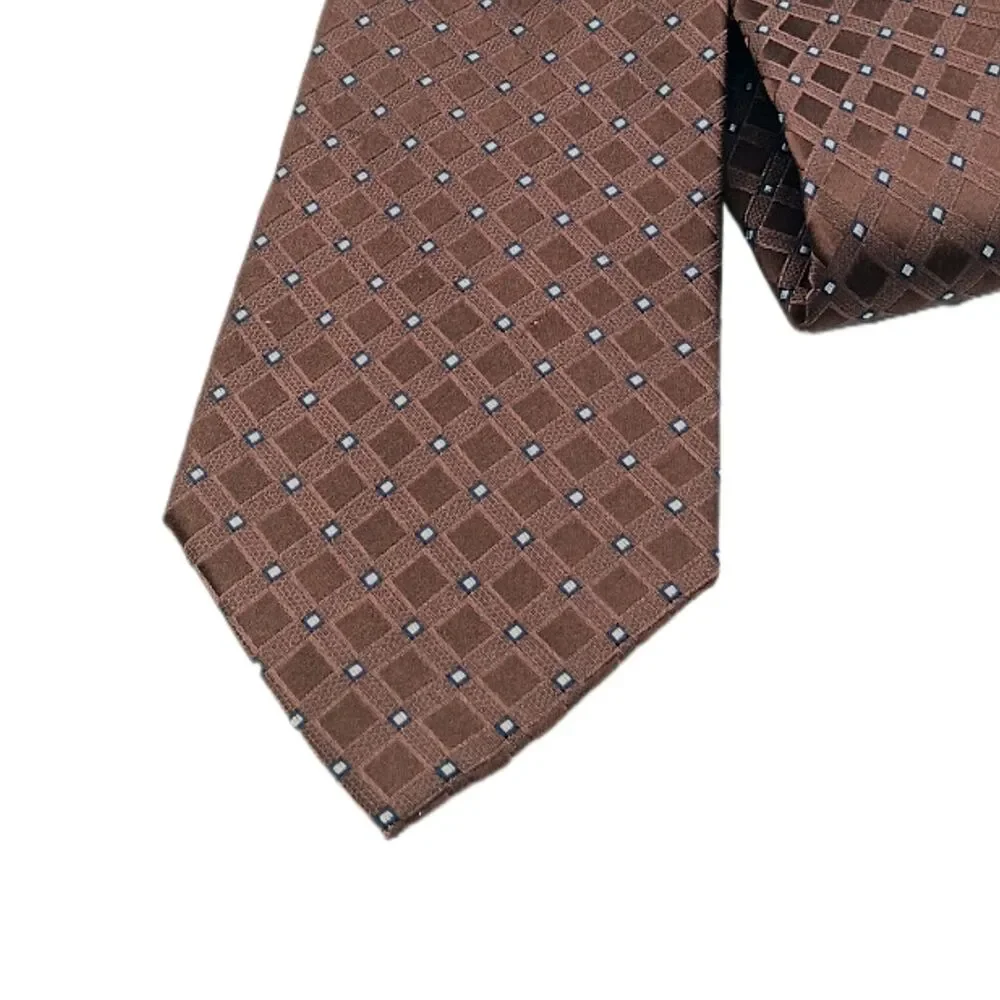 U.S. Polo Assn Silk Tie Mens 60” Brown Geometric Lattice Designer Classic New